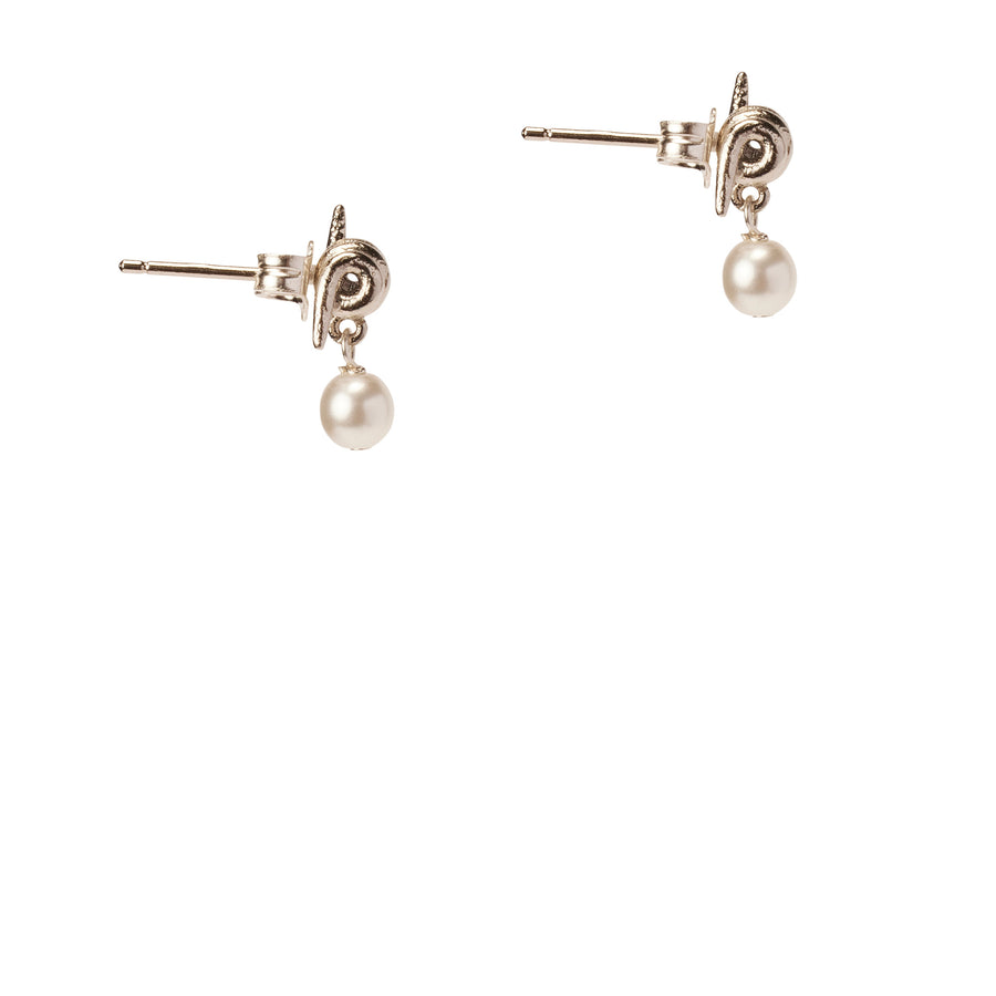 Forbidden Truths Single Drop Earrings, white crystal pearl and barbed wire drop dainty earrings in silver.
