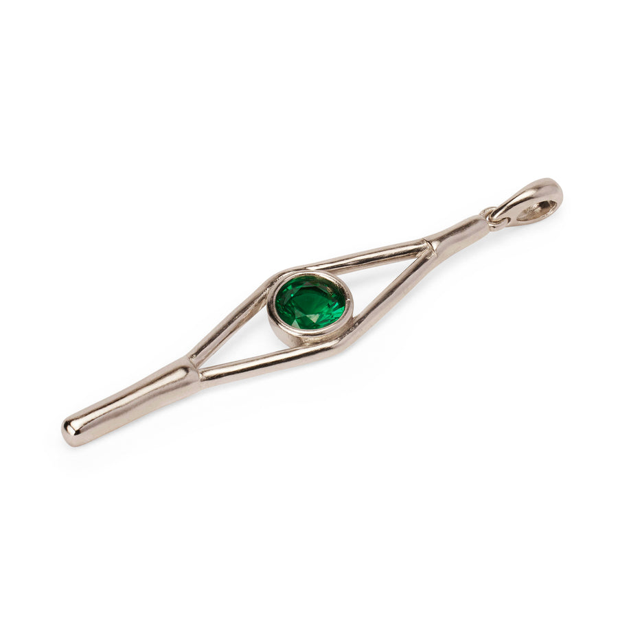 Emerald Eye Key Chain in silver
