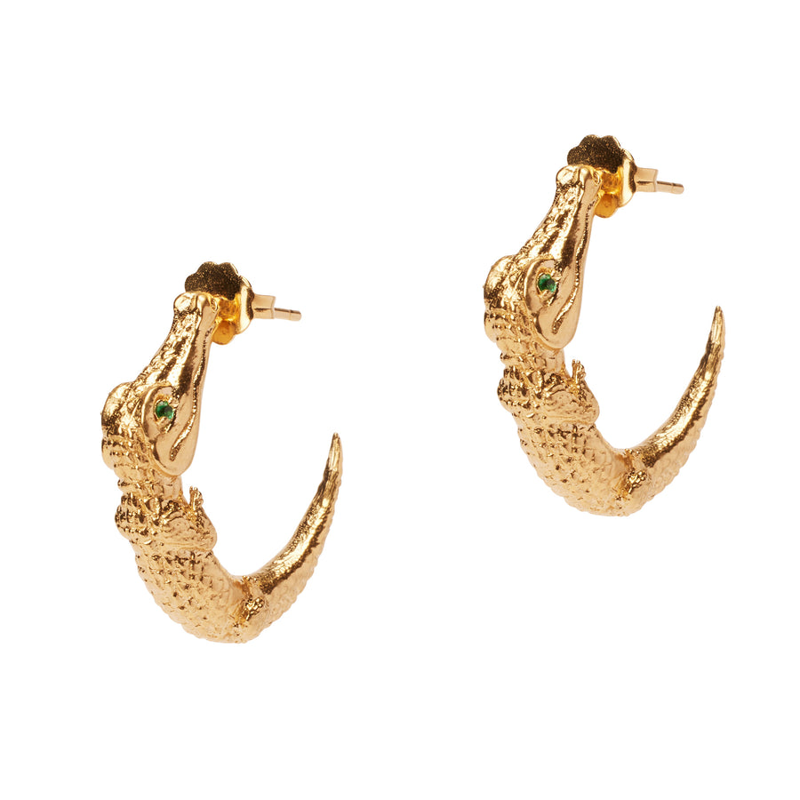 Zapata Eye Croc Earrings in gold
