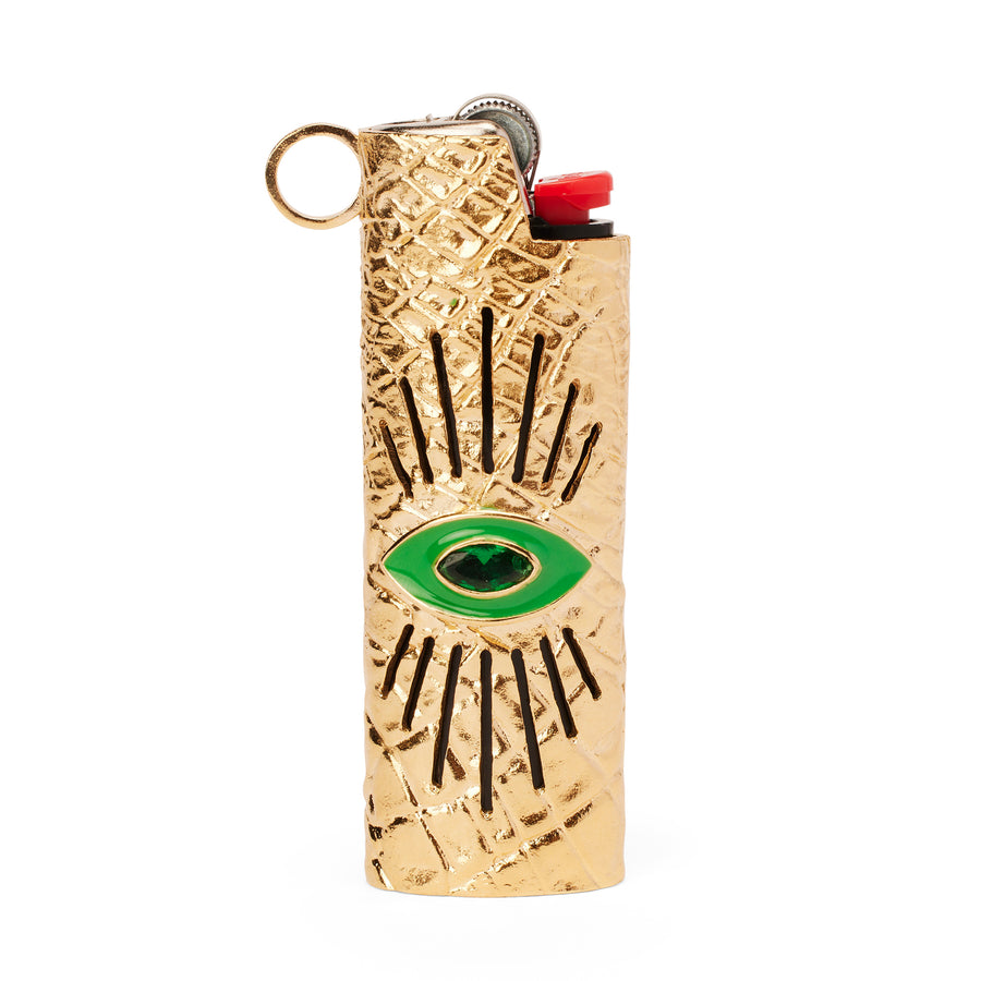Emerald Eye Lighter Case in gold