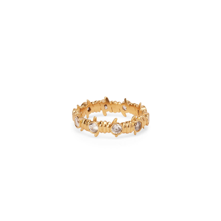 Caught Up Ring in gold with clear crystal details.